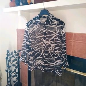 Nicola sheer black & white print blouse